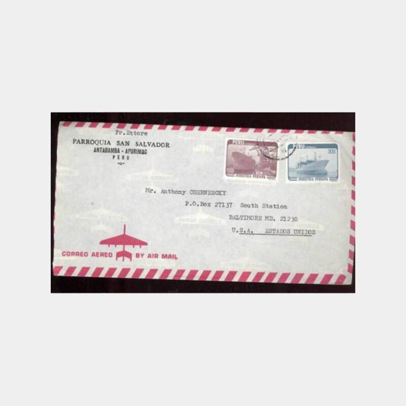 1950 Peru Gemiler Konulu Damgalı Uçak Zarf