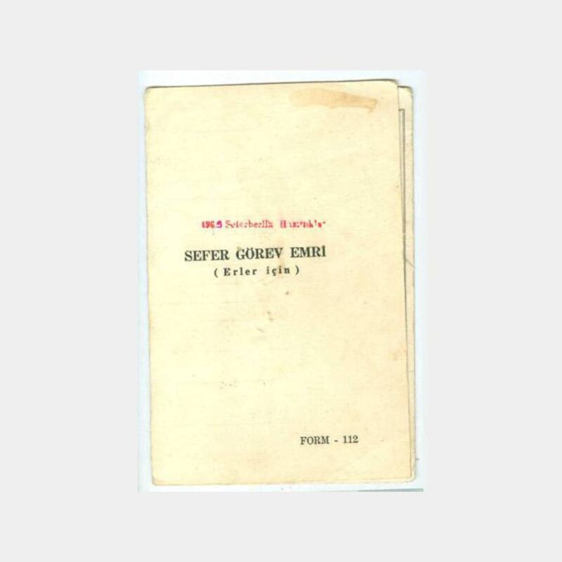 1969 Kars Asker Sefer Görev Emri Kartı