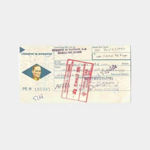 T. İş Bankası Kullanılmış Çek Yaprağı