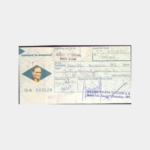 T. İş Bankası Kullanılmış Çek Yaprağı