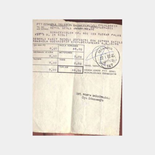 1982 PTT İstanbul Telefon Makbuzu