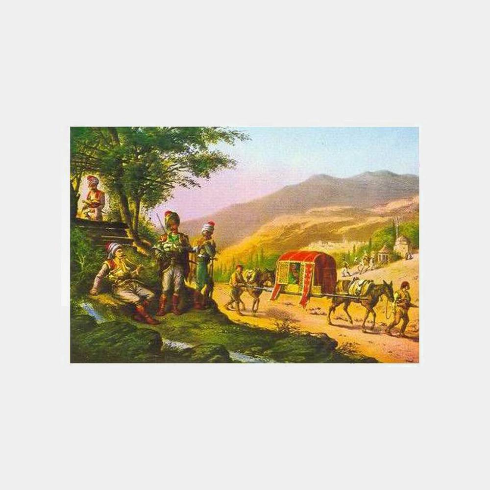 Bursa 19. yy Zeybekler ve Tahtırevan Kartpostal