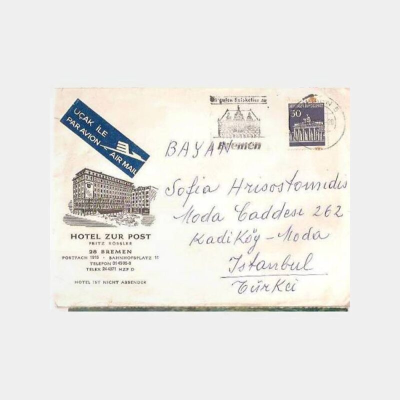 Almanya Bremen Otel Antetli Zarf