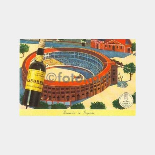 İspanya Şarap ve Boğa Güreşi Temalı Kartpostal