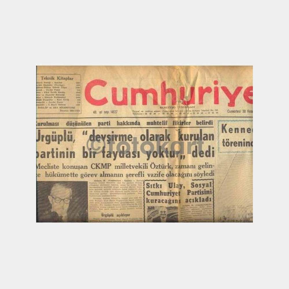 30 Kasım 1963 Cumhuriyet Kennedy'nin Cenaze Töreni