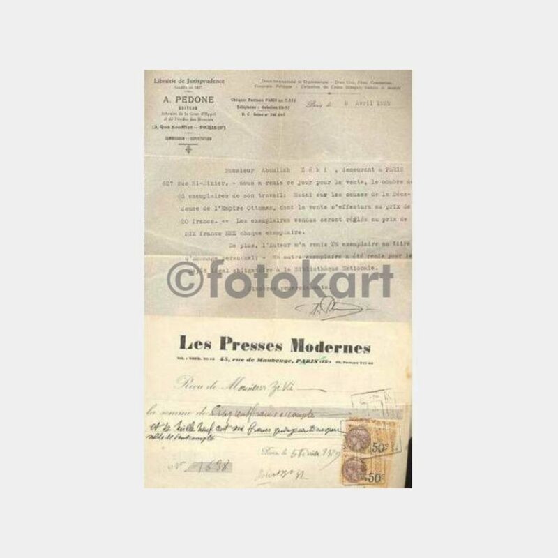 1929 Fransa Yayın Abone Yazısı ve Makbuzu