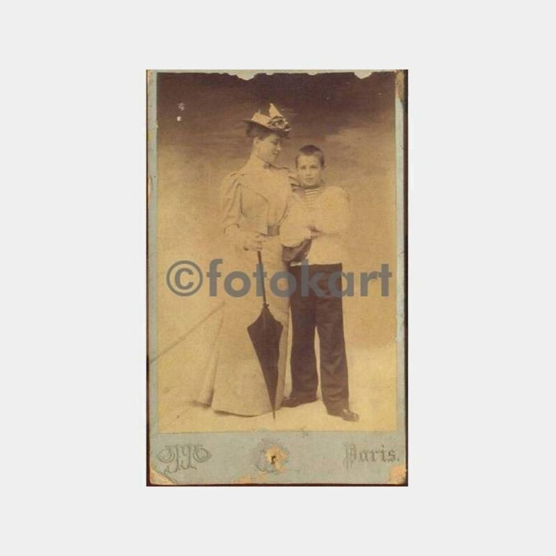 1900 Paris Kabinet Denizci Çocuk ve Annesi Fotoğraf