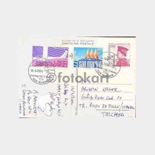 2000 San Marino Uzay Uçak Konulu Posta Kartı