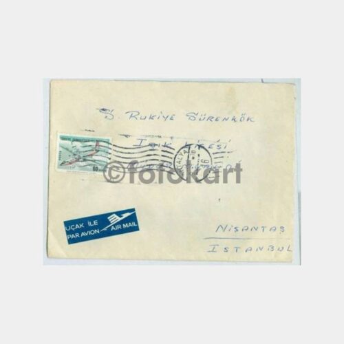 1970 Antalya Uçak Pullu Damgalı Zarf