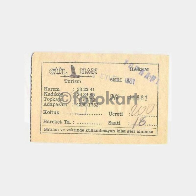 1981 Gülhan Turizm Otobüs Bileti