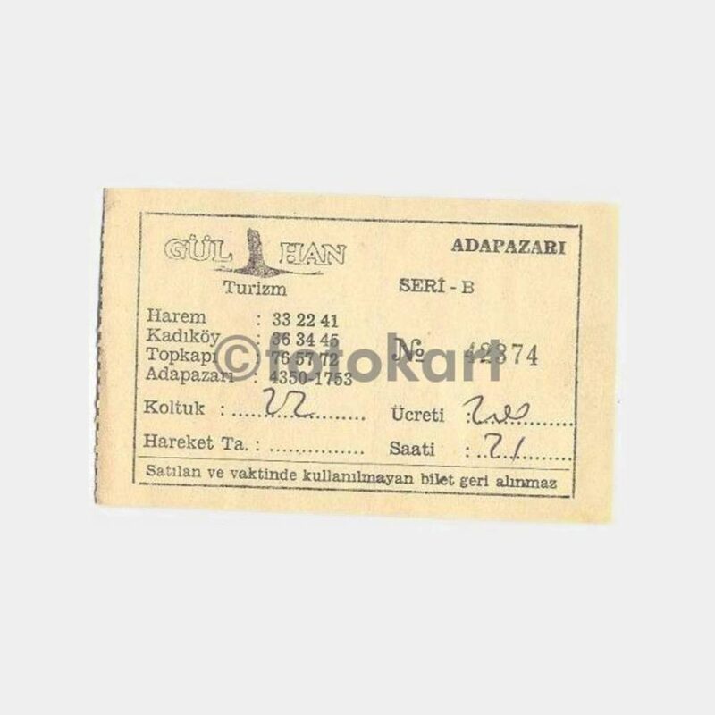 1981 Gülhan Turizm Otobüs Bileti