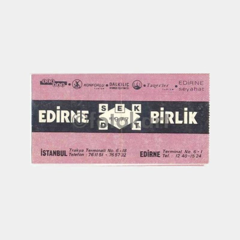 1980 Edirne Birlik Otobüs Bileti
