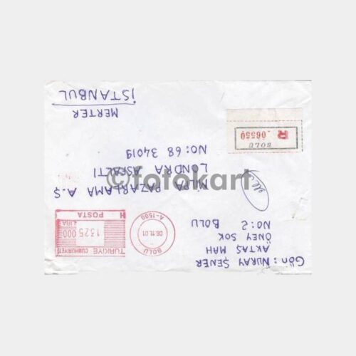 2001 Bolu Posta Damgalı Zarf