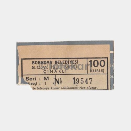 1970 İzmir Bornova Belediyesi Otobüs Bileti