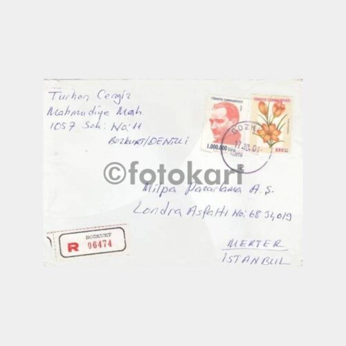 2001 Denizli Bozkurt Posta Damgalı Zarf