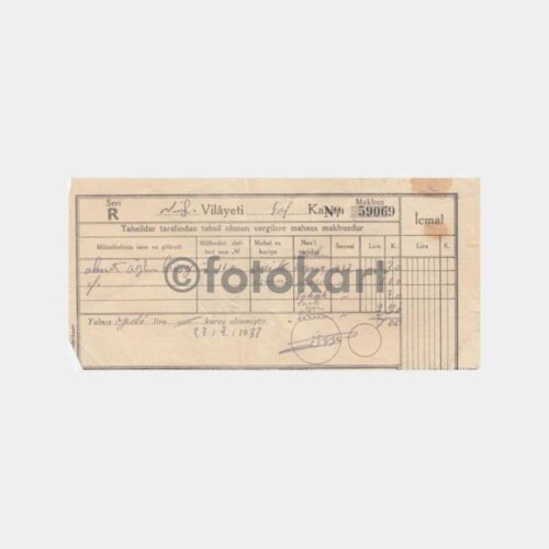 1933 Denizli Çal Kazası Kazanç Vergisi Makbuzu