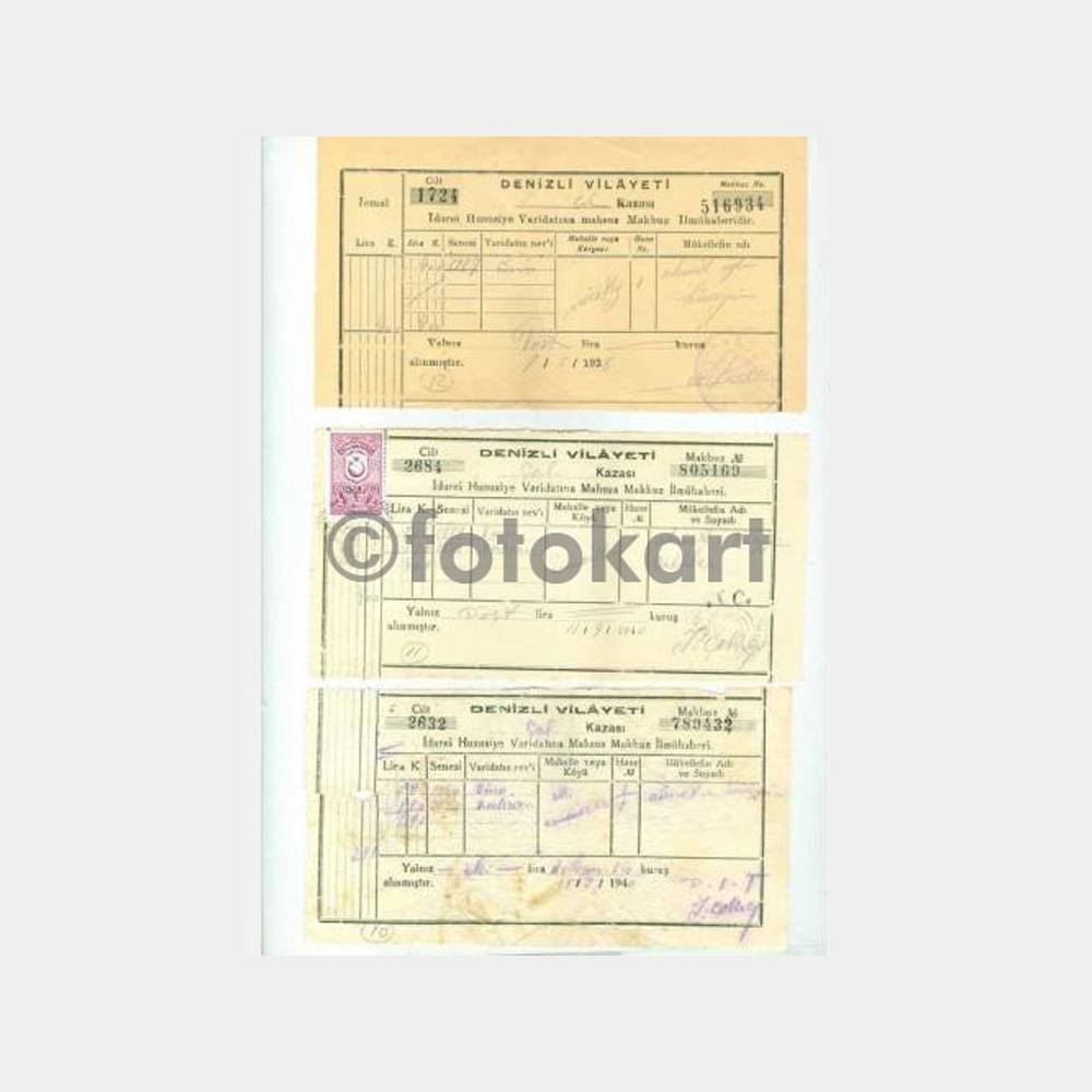 Denizli Çal Kazası Emlak 3 Adet Vergi Makbuzu