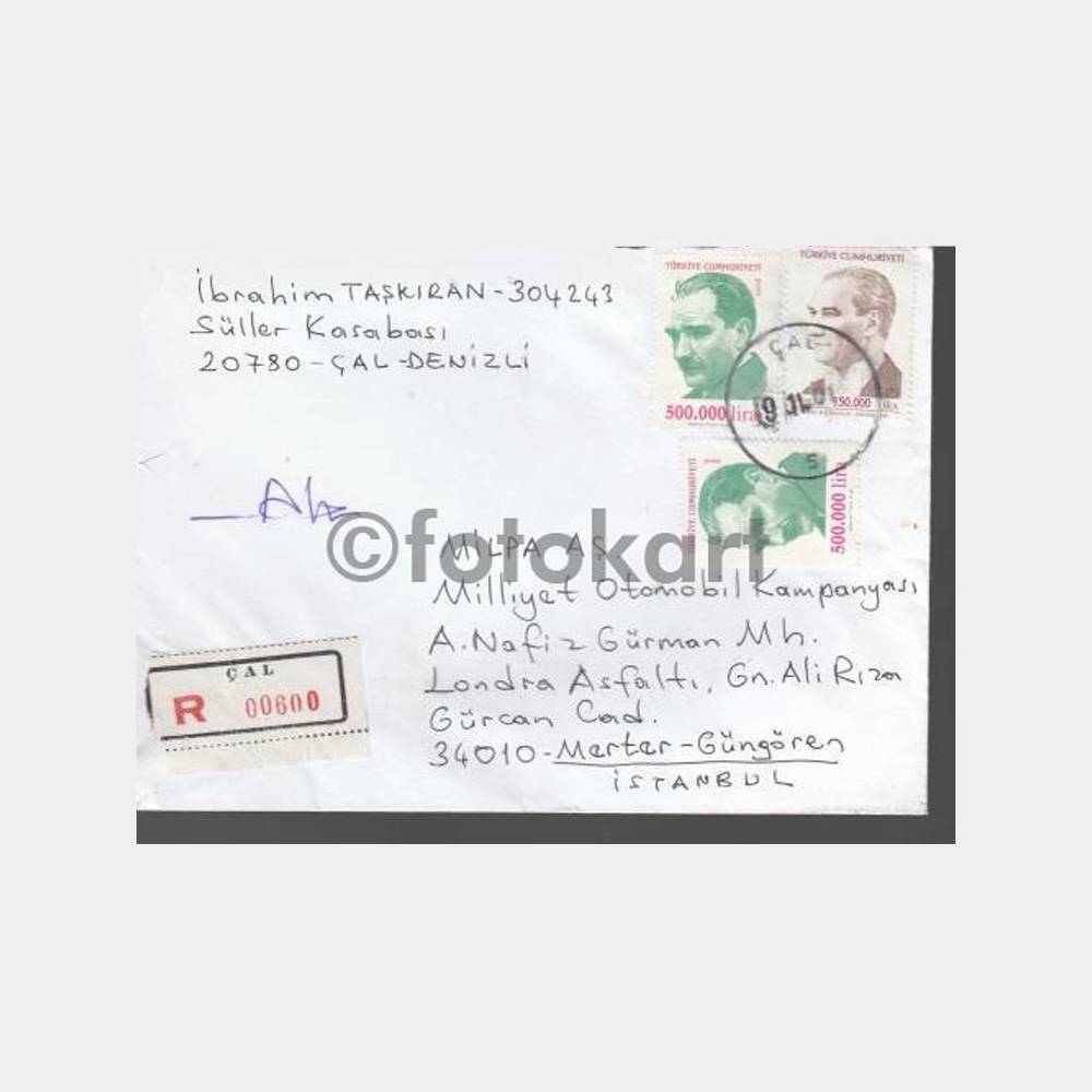 2001 Denizli Çal Posta Damgalı Zarf