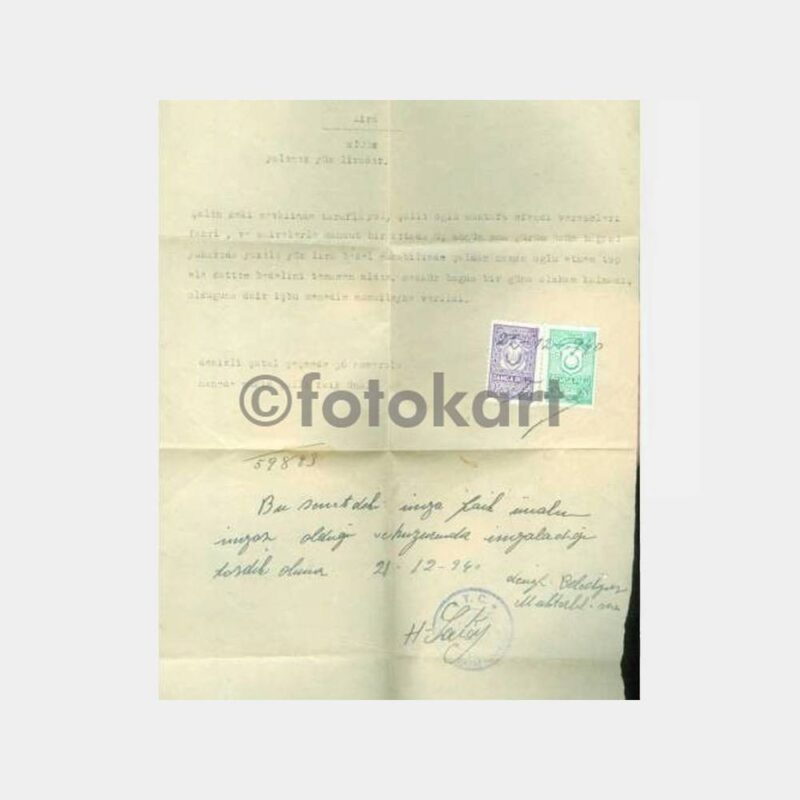 1940 Denizli Arsa Alım Anlaşması Makbuz