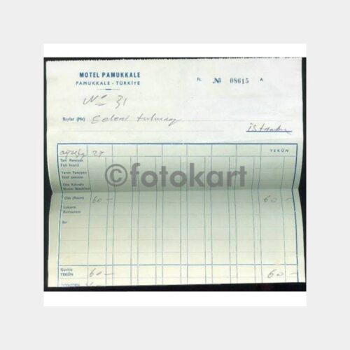 1970 Denizli Motel Pamukkale Faturası
