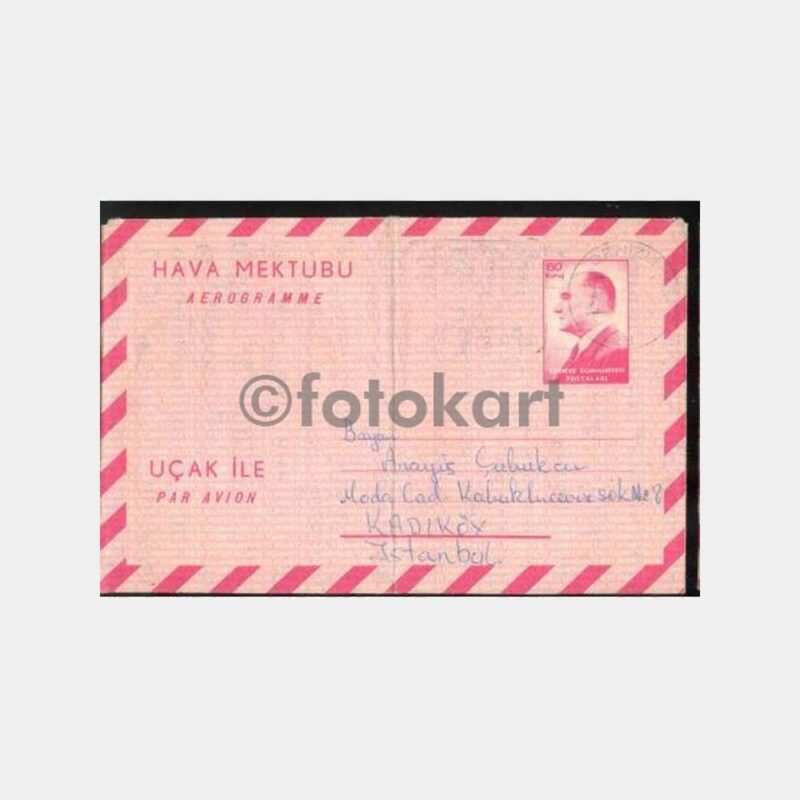 1968 Denizli Aerogramme Yazılı Hava Mektubu