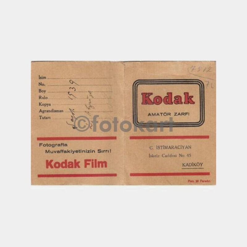 1939 Kodak Kadıköy Foto İstimaracıyan Film Zarfı