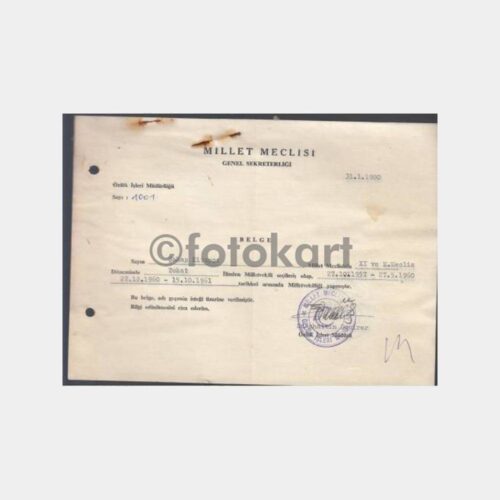 1961 Millet Meclisi Tokat İli Üyesi Yazısı