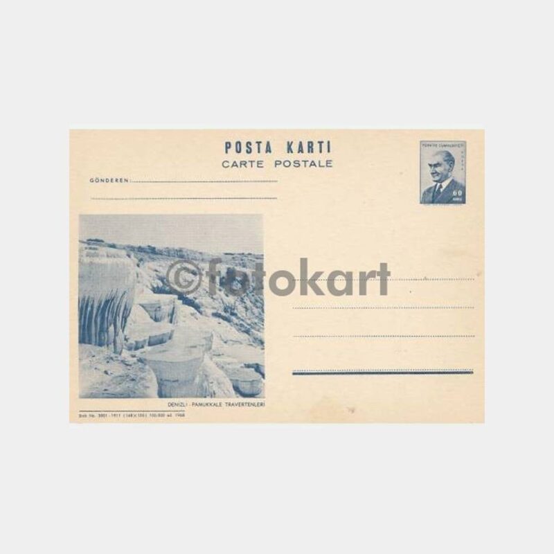 1968 Denizli Pamukkale Antiye Posta Kartı