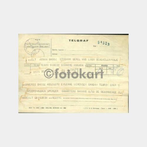 1966 Ankara-Denizli ELT Telgraf Kağıdı