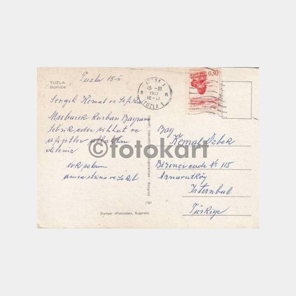 1969 Yugoslavya Tuzla Görünüş Kartpostal - Görsel 2