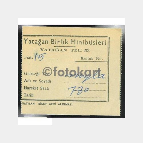 1970 Muğla Yatağan Otobüs Bileti