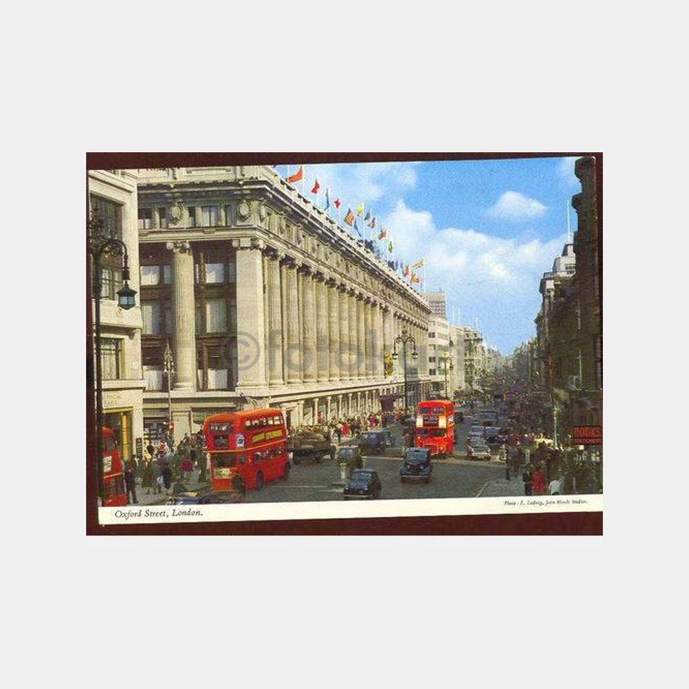 1970 Londra Oxford Caddesi Pullu ve Damgalı Kart