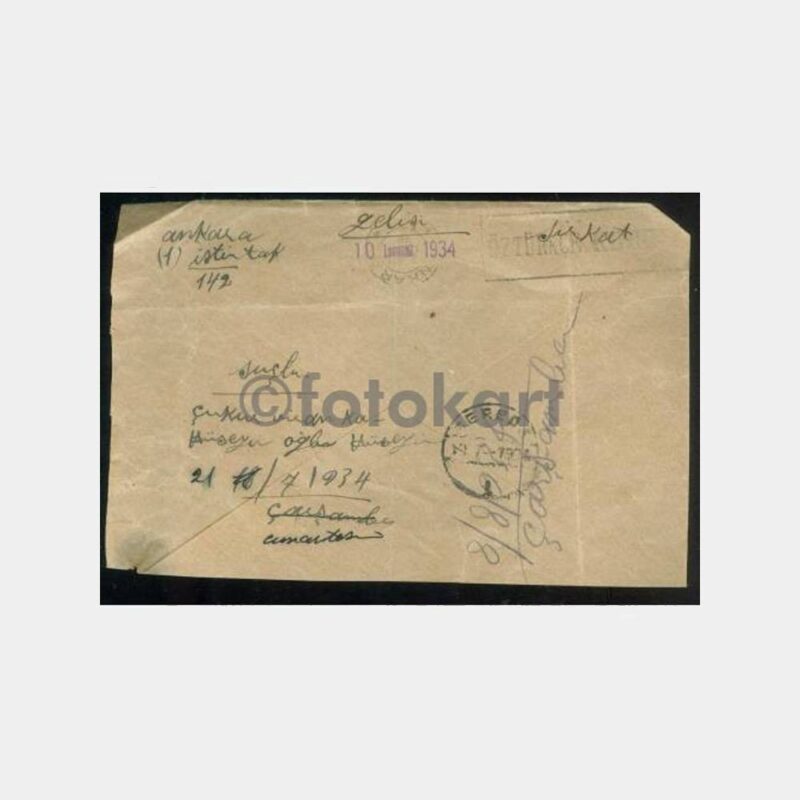 1934 Ankara Öztürkçe Konuş Flam Damgalı Zarf - Görsel 2