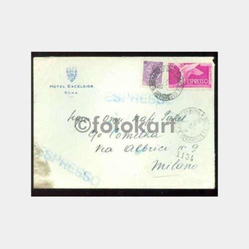 1957 Avrupa Otel 2 Adet Pullu Antetli Zarf