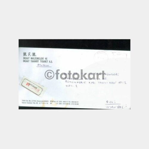 1995 Ayvalık Taahhütlü Etiketli Konulu Zarf