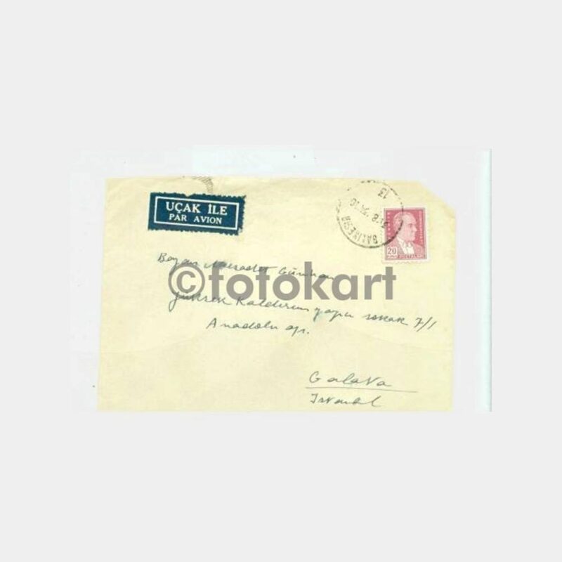 1954 Balıkesir Posta Damgalı Zarf