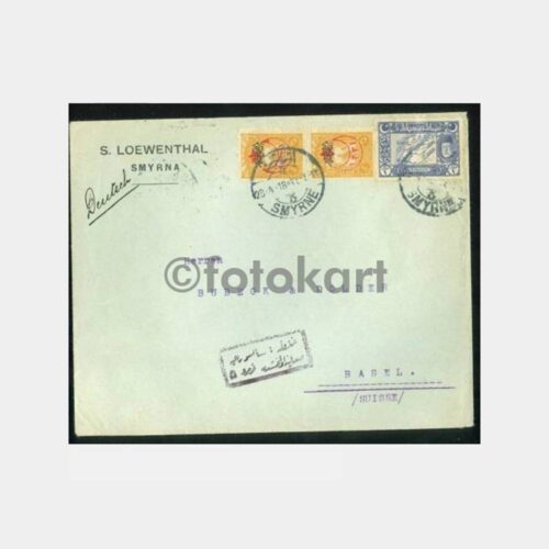 1918 İzmir Basel-Suisse Sansür Damgalı Zarf