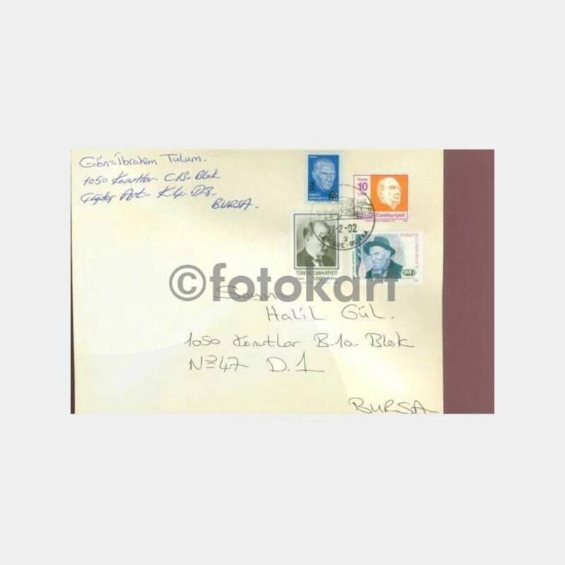2002 Bursa Çekirge Turistik Posta Damgalı Zarf
