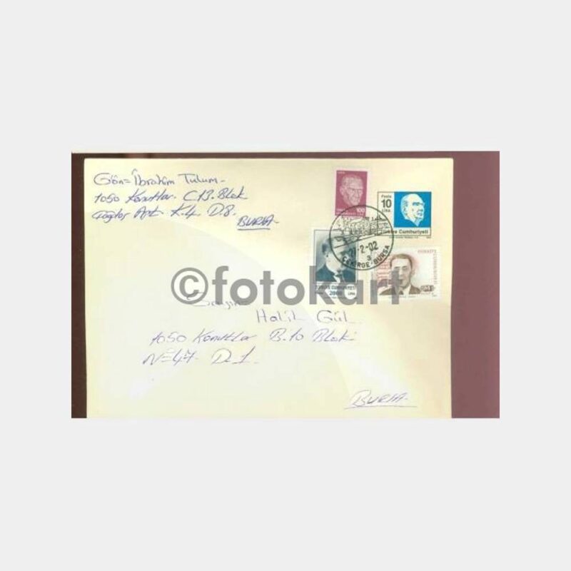 2002 Bursa Çekirge Turistik Posta Damgalı Zarf