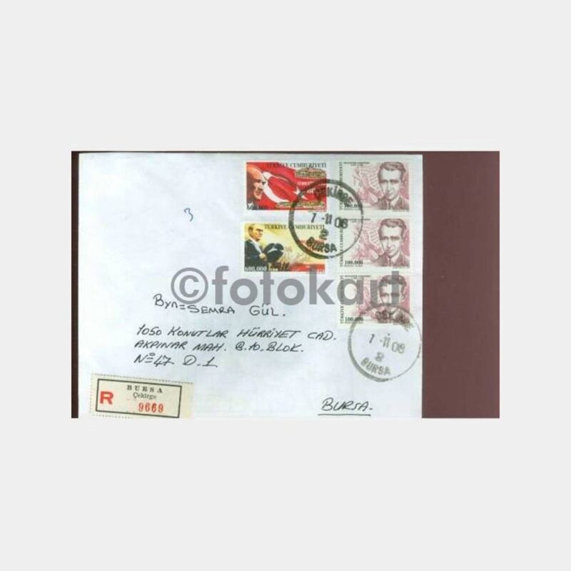 2003 Bursa Çekirge Posta Damgalı Zarf