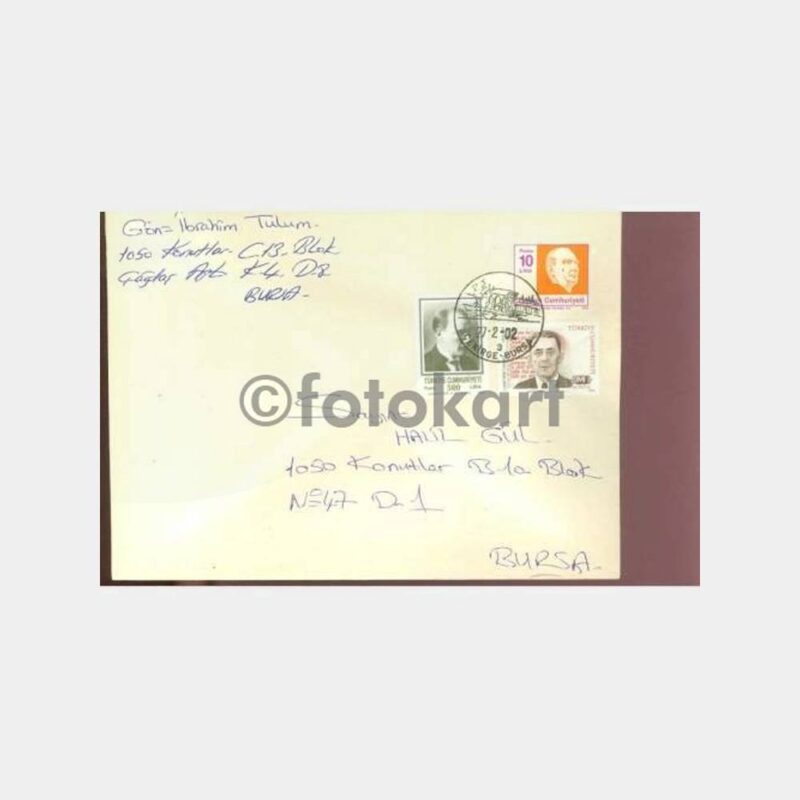 2002 Bursa Çekirge Turistik Posta Damgalı Zarf