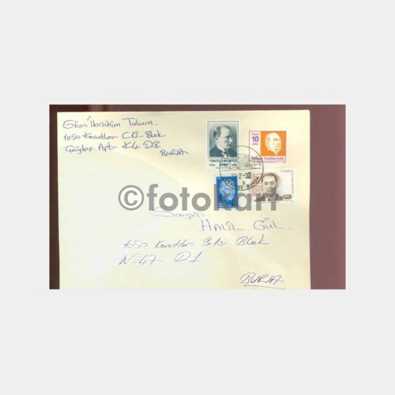 2002 Bursa Çekirge Turistik Posta Damgalı Zarf