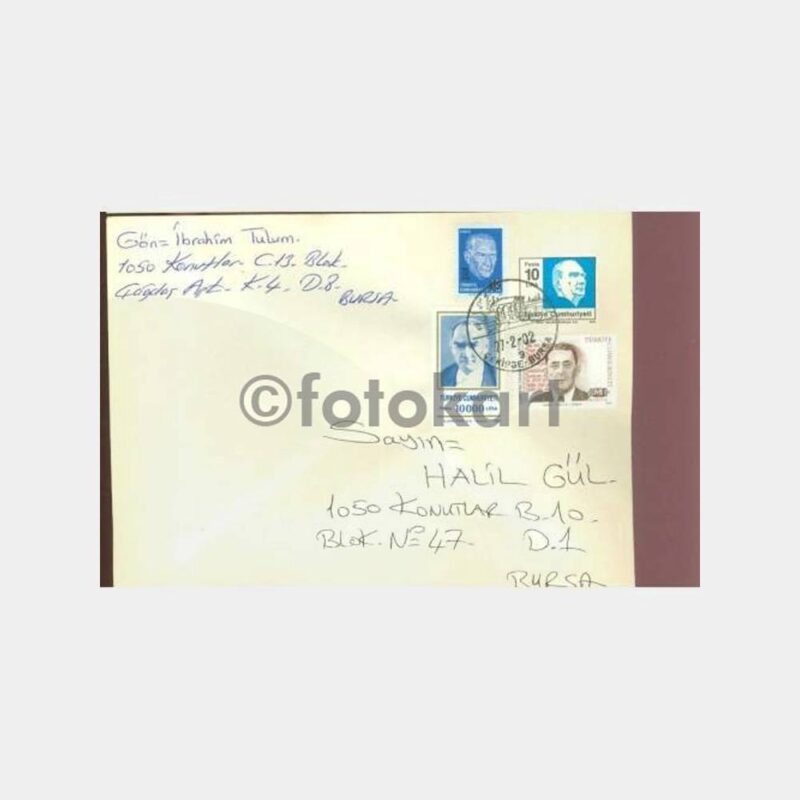 2002 Bursa Çekirge Turistik Posta Damgalı Zarf