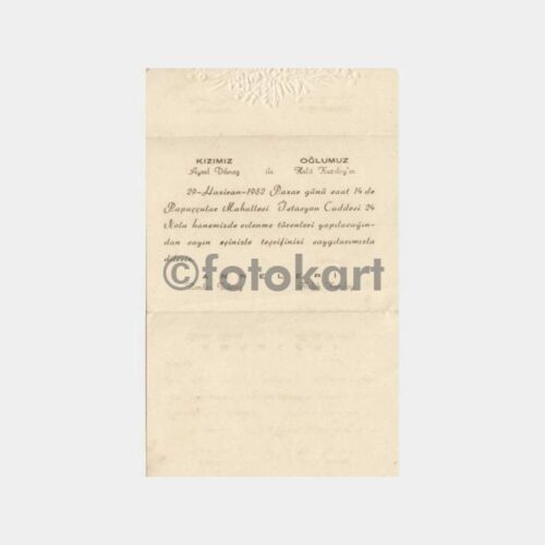 1932 Adapazarı Papuçcular Nikah Davetiyesi