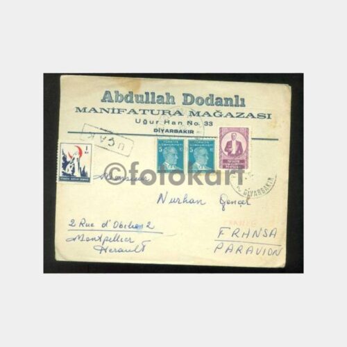 1952 Diyarbakır Balıkçılarbaşı Damgalı Zarf