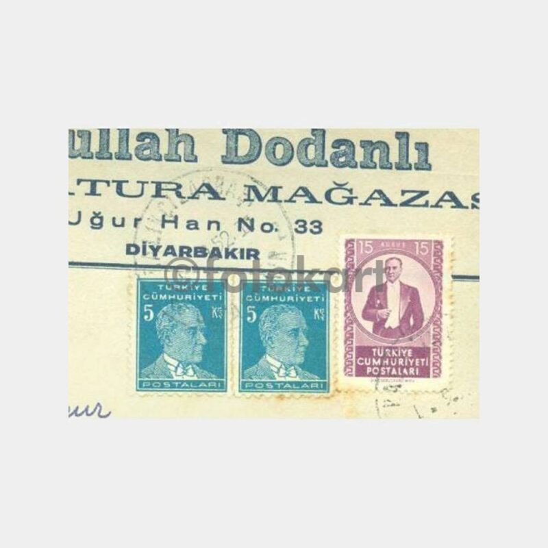 1952 Diyarbakır Balıkçılarbaşı Damgalı Zarf - Görsel 2