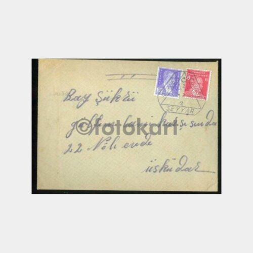 1942 İstanbul Edirne Seyyar Tren Posta Damgalı Zarf