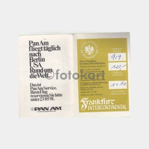 1970 Frankfurt Intercontinental Broşür Harita