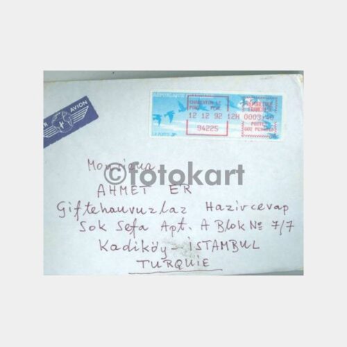 1992 Fransa Otomat Pul Damgalı Zarf