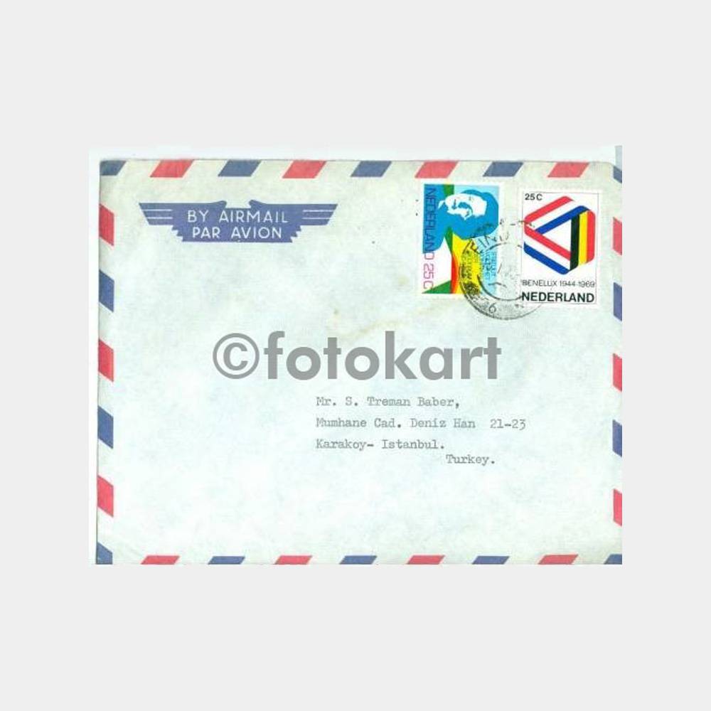 1968 Hollanda Pullu Damgalı Zarf